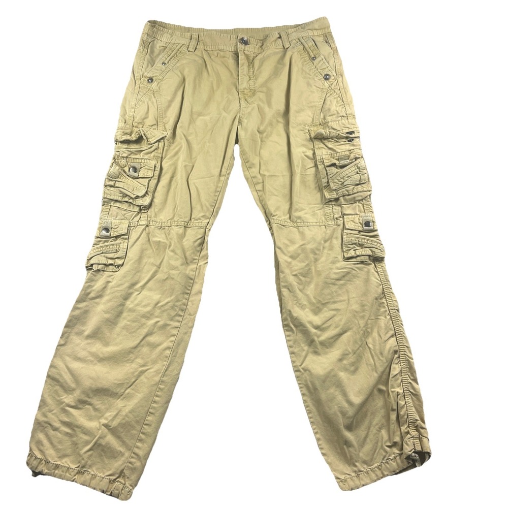 Junye Jeans Men 38 Cargo‎ Tactical Multipocket Military Paratrooper Y2K Distress